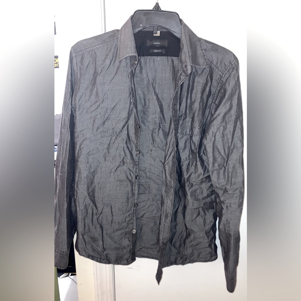 Dark grey/ black button down shirt